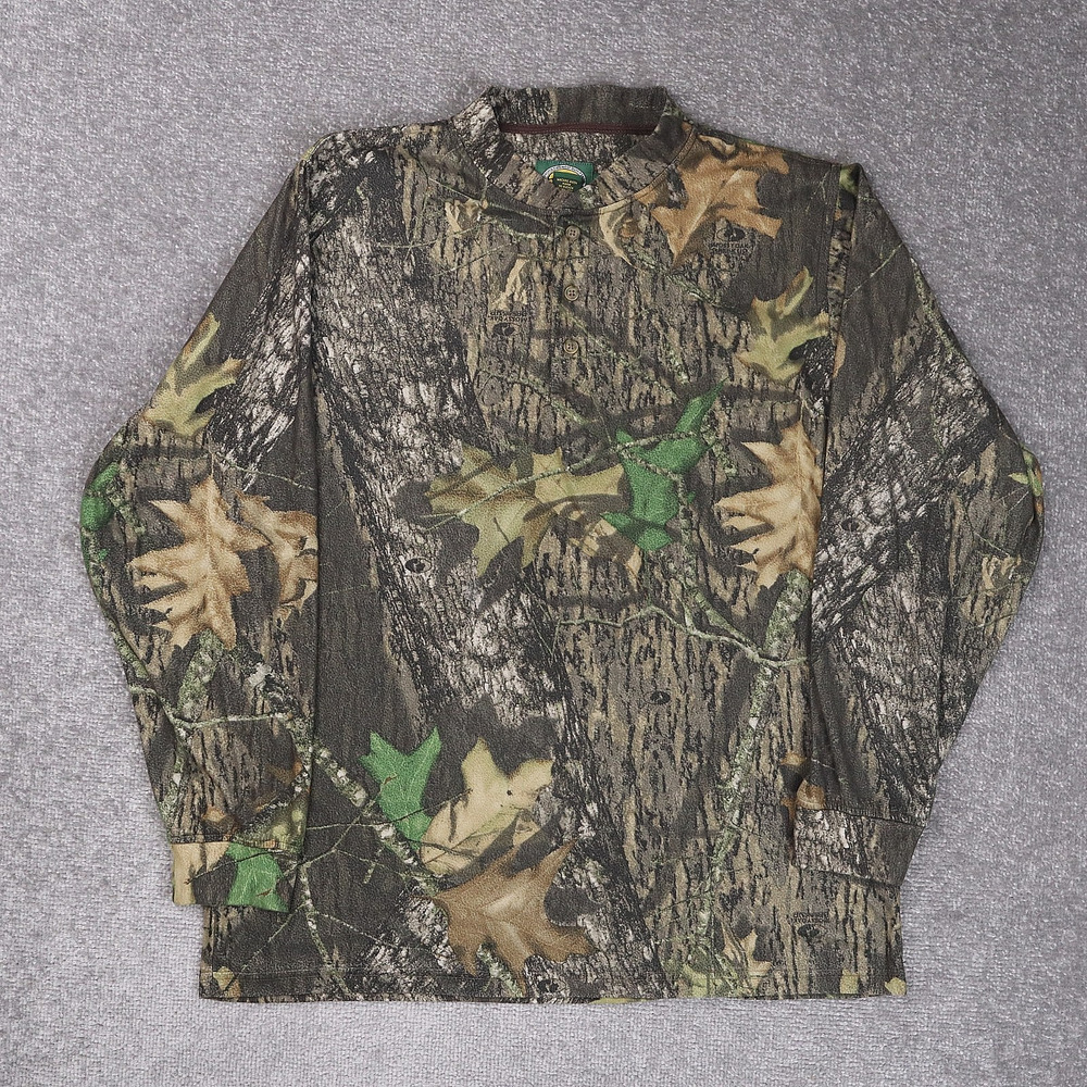 VTG Cabelas Mossey Oak Camo Large Multicolor Long Sleeve Fleece Shirt